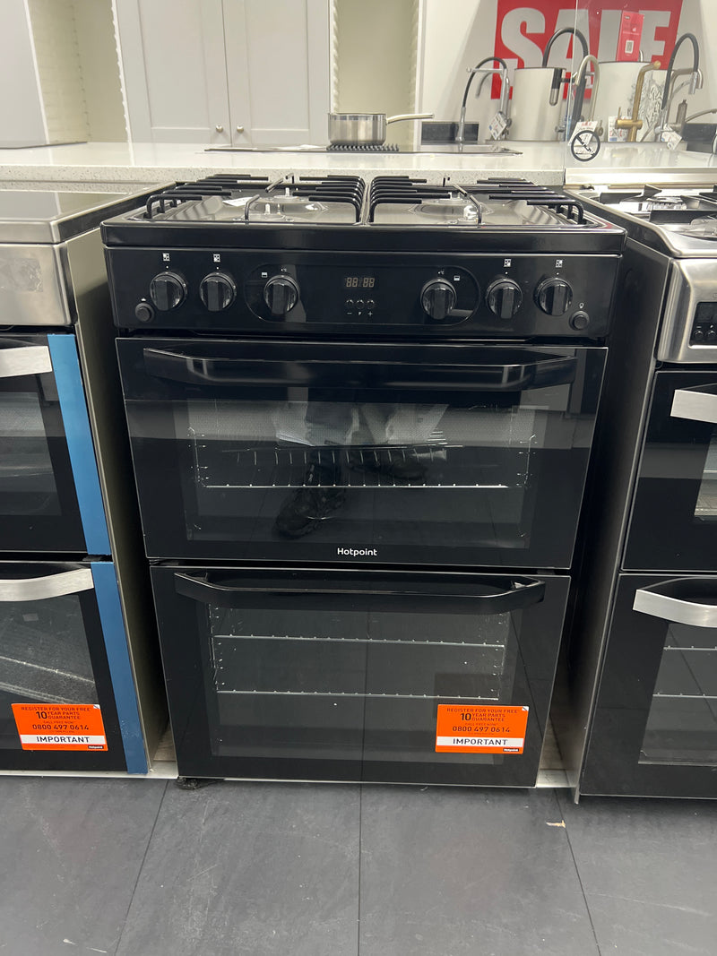 Hotpoint HDM67G0CMB/UK - Black 4 Zone Gas Cooker - A/A energy - Unboxed