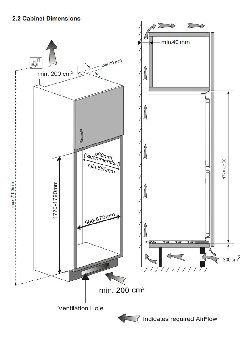 Montpellier MIFF505LF - White Integrated Low Frost Fridge Freezer - 244 Litres - E energy