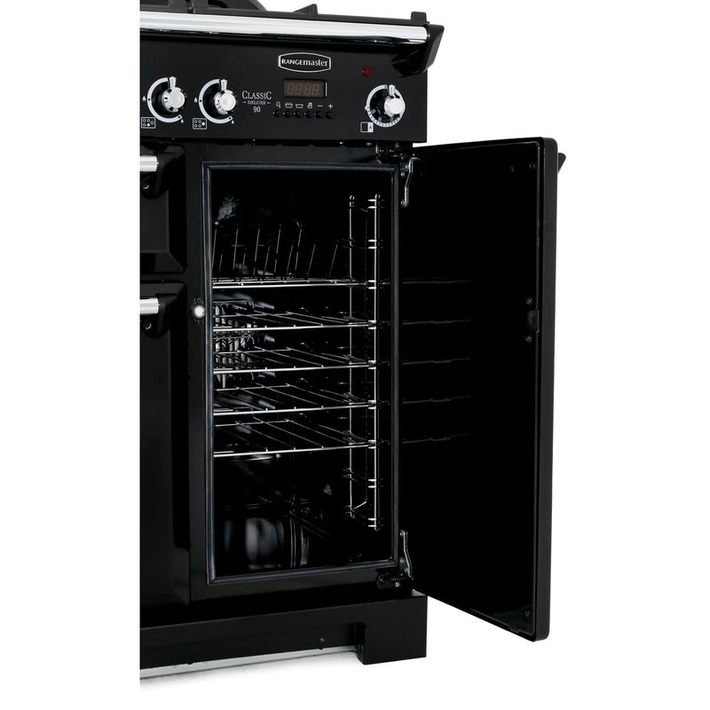 Rangemaster CDL90DFFSL/B - Slate/Brass Dual Fuel Range Cooker - 79L + 67L - A Rated