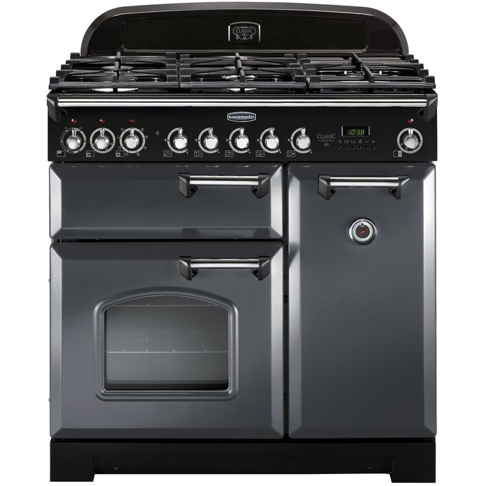 Rangemaster CDL90DFFSL/C - Slate/Chrome 90cm Range Cooker - Dual Fuel - A Rated