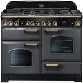 Rangemaster CDL110DFFSL/B - Slate/Brass 110cm Dual Fuel Range Cooker - 79L - A Rated