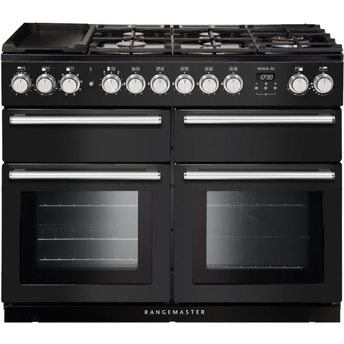 Rangemaster NEXSE110DFFCB/C - Charcoal Black 110cm Range Cooker - Dual Fuel - A Rated