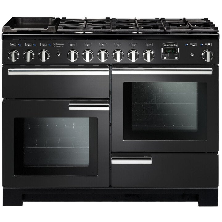 Rangemaster Professional Deluxe PDL110DFFCB/C - Charcoal Black Dual Fuel Range Cooker - 110cm - A Rated