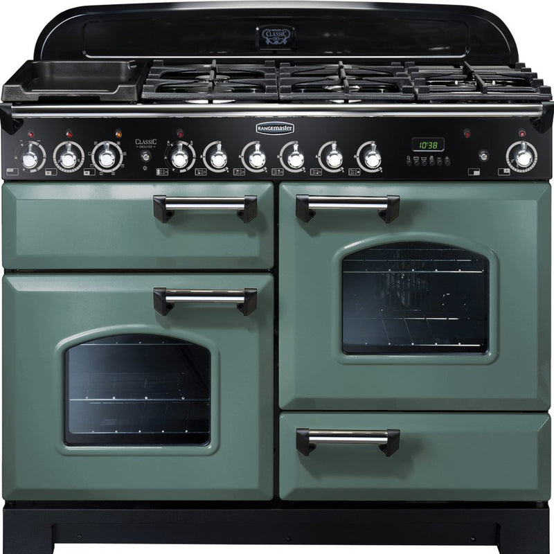 Rangemaster CDL110DFFMG/C - Mineral Green Dual Fuel Range Cooker - 110cm - A Rated