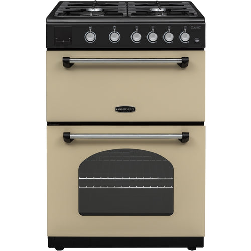 Rangemaster CLA60NGFCR/C - Cream Double Oven Gas Cooker - 4 Zones - A+ Energy Rating