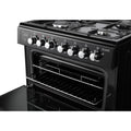 Rangemaster CLA60DFFBL/C - Black / Chrome Dual Fuel Cooker - Four Burners, 69/39 L Capacity, Double Oven - A Energy Rating