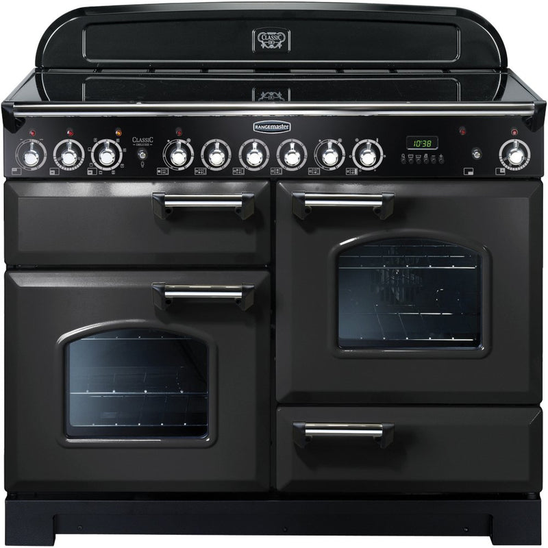 Rangemaster CDL110ECCB/C - Charcoal Black/Chrome Range Cooker - 110cm Ceramic - A Energy Rated