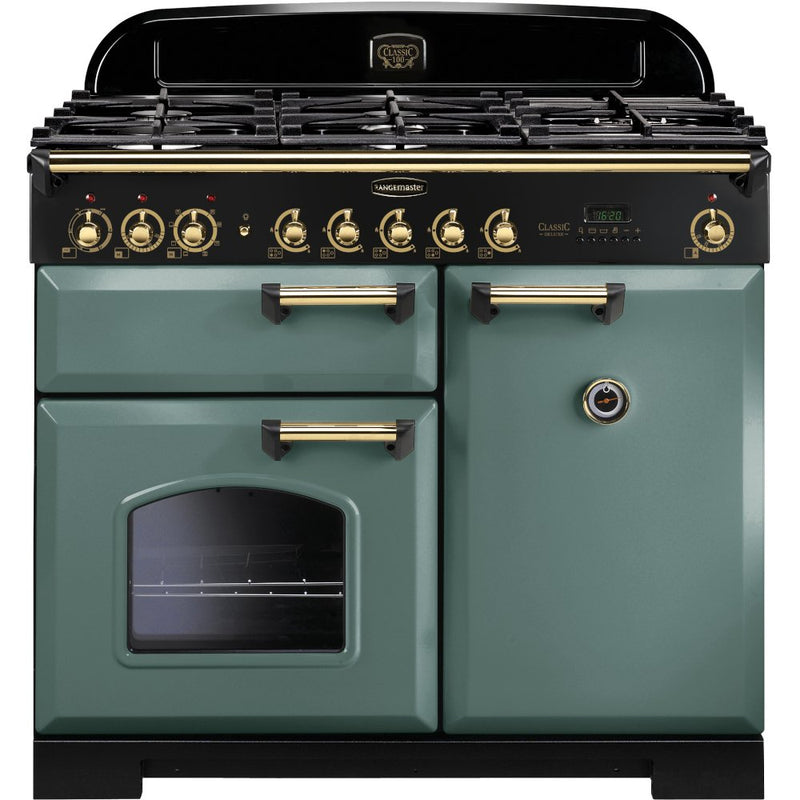 Rangemaster Classic Deluxe CDL100DFFMG/B - Green 100cm Range Cooker - Dual Fuel - A Rated