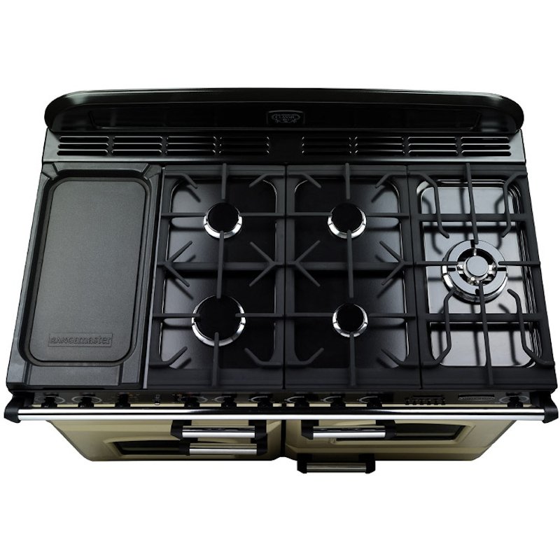 Rangemaster Classic Deluxe CDL110DFFCB/B - Black/Brass 110cm Range Cooker - Dual Fuel - A Rated