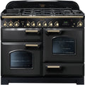 Rangemaster Classic Deluxe CDL110DFFCB/B - Black/Brass 110cm Range Cooker - Dual Fuel - A Rated