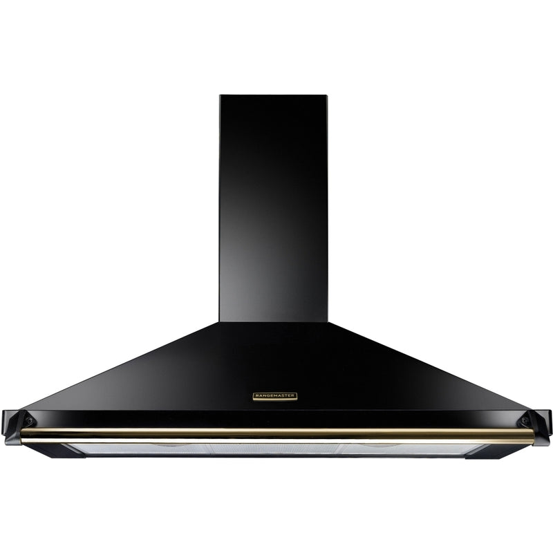 Rangemaster RCLAHDC90BL/B - Black/Brass 90cm Chimney Cooker Hood - 480 m³/h - B energy