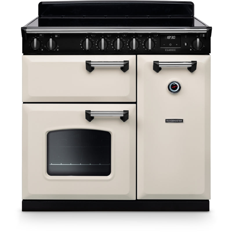 Rangemaster CL90EIPPCR/CM1 - Pale Cream/Chrome Range Cooker - A Rated