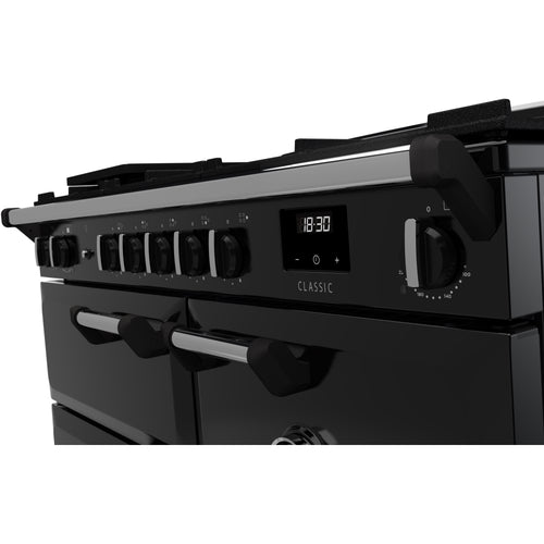 Rangemaster CL100DFPGBL/CM1 - Black/Chrome Classic Range Cooker - Dual Fuel