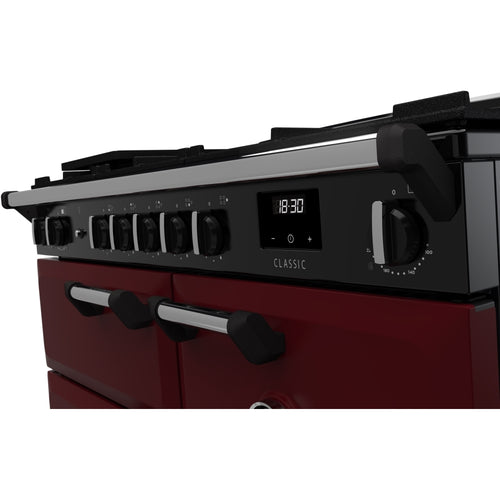 Rangemaster CL100DFPBOR/CM1 - Bordeaux/Chrome Range Cooker - Dual Fuel - A Energy