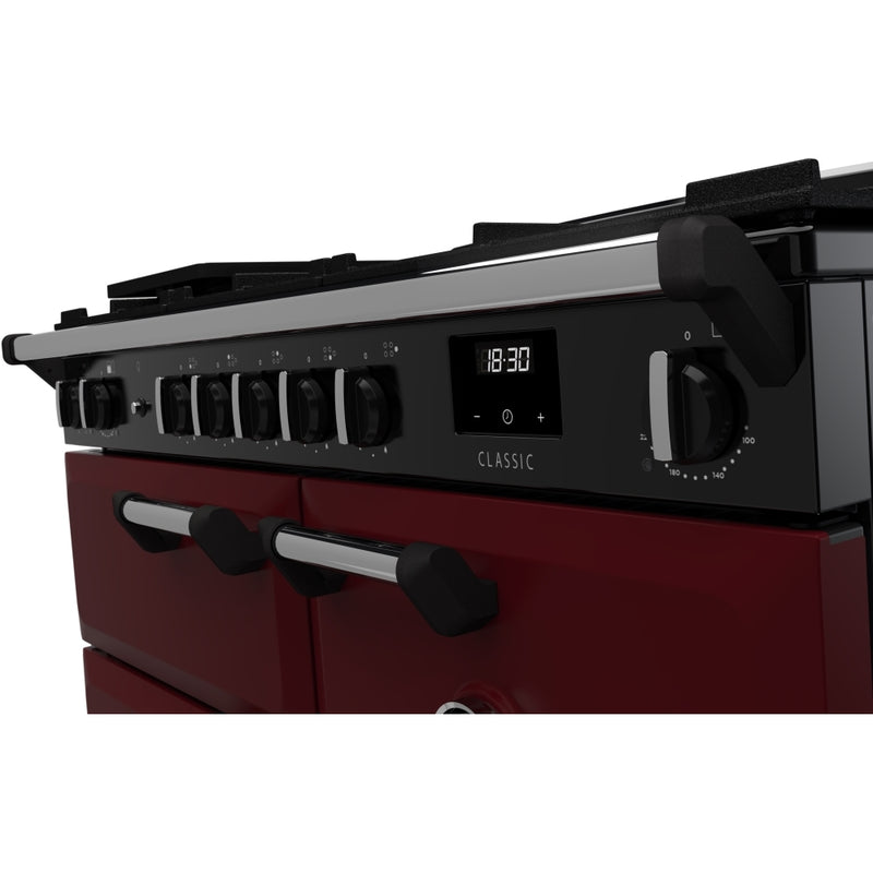 Rangemaster CL100DFPBOR/CM1 - Bordeaux/Chrome Range Cooker - Dual Fuel - A Energy