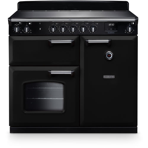 Rangemaster CL100EIPGBL/CM1 - Black/Chrome 100cm Range Cooker - Dual Oven - A Energy Rated