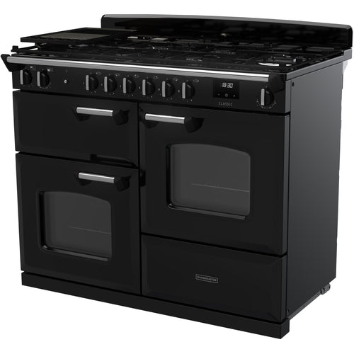 Rangemaster Classic - Black/Chrome 110cm Dual Fuel Range Cooker - 189L Capacity - A Rated