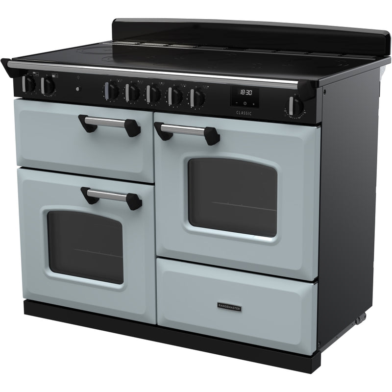 Rangemaster Classic - Misty Blue / Chrome 110cm Induction Range Cooker - A Rated