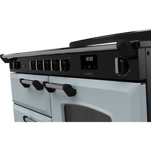 Rangemaster Classic - Misty Blue / Chrome 110cm Induction Range Cooker - A Rated