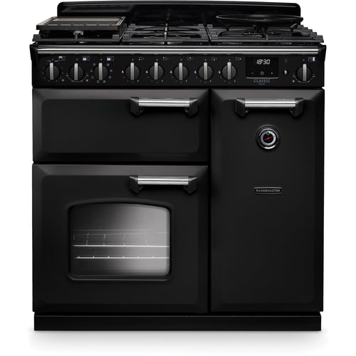 Rangemaster CLDL90DFPCBL/CM1 - Black Range Cooker - Dual Fuel - A Energy