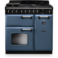 Rangemaster CLDL90DFPSTB/CM1 Classic Deluxe - Stone Blue/Chrome Range Cooker - Dual Fuel - A Rated