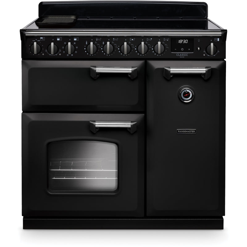 Rangemaster CLDL90EIPCBL/CM1 Classic Deluxe - Charcoal Black/Chrome Range Cooker - 90cm - Induction