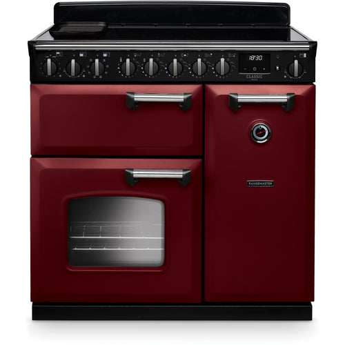 Rangemaster Classic Deluxe - Bordeaux/Chrome Range Cooker - 90cm Induction - A Energy Rating