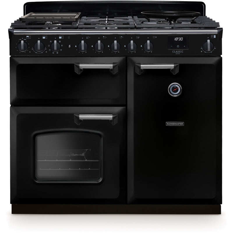 Rangemaster CLDL100DFPGBL/CM1 - Black 100cm Dual Fuel Range Cooker - 162L Capacity - A+++ Energy Rating