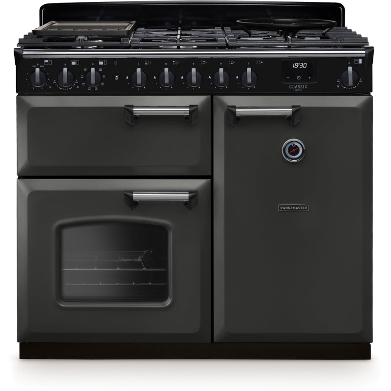 Rangemaster CLDL100DFPSLT/CM1 - Slate/Chrome 100cm Dual Fuel Range Cooker - A Energy Rating