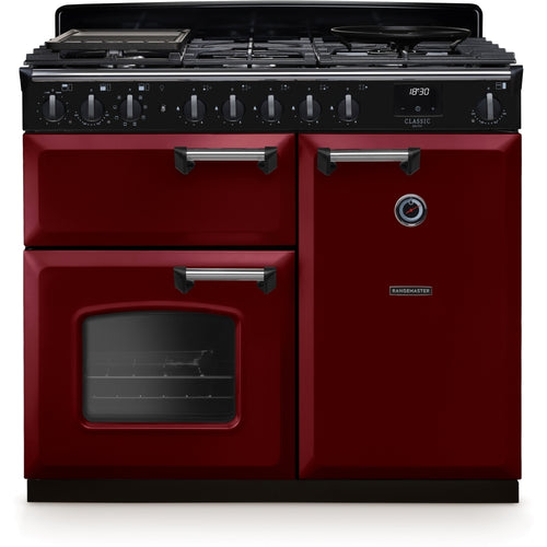 Rangemaster CLDL100DFPBOR/CM1 - Bordeaux/Chrome Range Cooker - 100cm Dual Fuel - A Energy