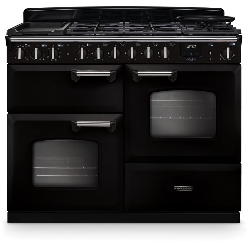 Rangemaster CLDLO110DFPGBL/CM1 - Black/Chrome 110cm Dual Fuel Range Cooker - 80L Oven - A Energy