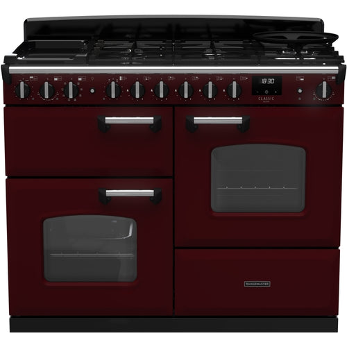 Rangemaster CLDLO110DFPBOR/CM1 - Black/Brass 110cm Dual Fuel Range Cooker - Classic Deluxe