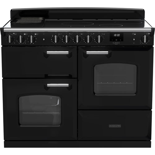 Rangemaster CLDLO110EIPGBL/CM1 - Black/Chrome Range Cooker - 80L Multifunction - A Energy