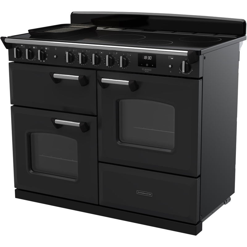 Rangemaster Classic Deluxe - Charcoal Black/Chrome Range Cooker - 110cm Induction - A Energy