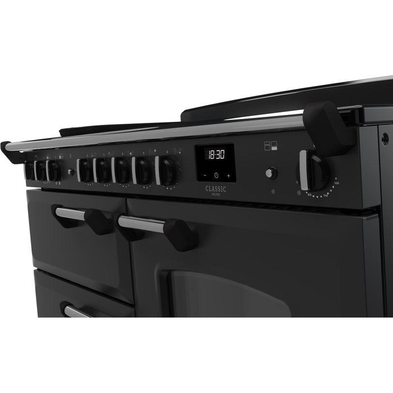Rangemaster Classic Deluxe - Charcoal Black/Chrome Range Cooker - 110cm Induction - A Energy