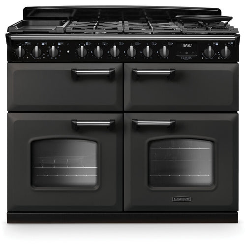 Rangemaster Classic Deluxe - Slate/Chrome 110cm Dual Fuel Range Cooker - 216L Capacity - A Energy Rating