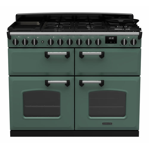 Rangemaster CLDLB110DFPMGR/CM1 - Charcoal Black 110cm Dual Fuel Range Cooker - Chrome Trim - 5 Year Warranty