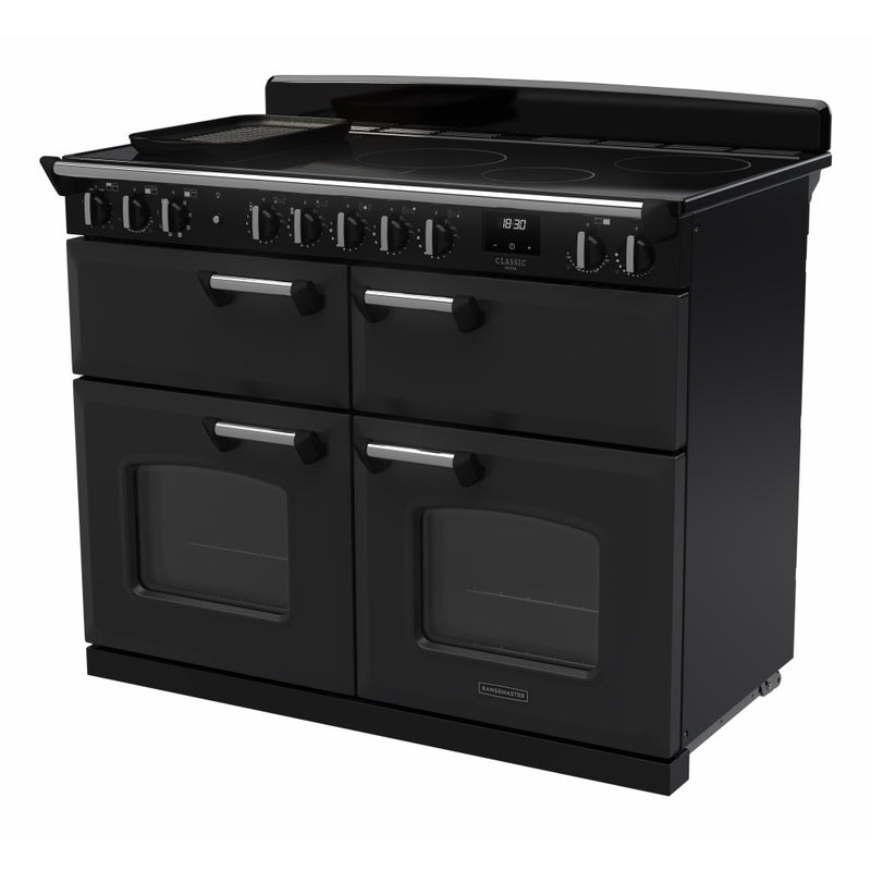 Rangemaster Classic Deluxe - Black/Chrome Range Cooker - 110cm Induction - A Energy Rating