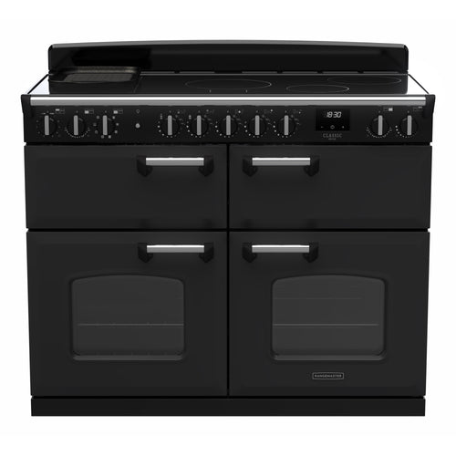 Rangemaster Classic Deluxe - Black/Chrome Range Cooker - 110cm Induction - A Energy Rating
