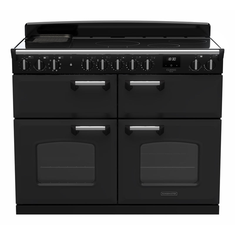 Rangemaster Classic Deluxe - Black/Chrome Range Cooker - 110cm Induction - A Energy Rating