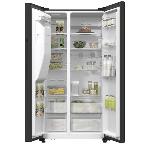 Hisense RS5P535NTFDUK - Black Steel American Fridge Freezer - 566L - Ice & Water