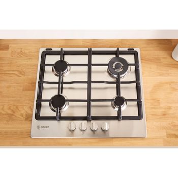 Indesit THP 641 W/IX/I - Stainless Steel 4 Burner Gas Hob