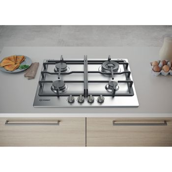 Indesit THP 641 W/IX/I - Stainless Steel 4 Burner Gas Hob