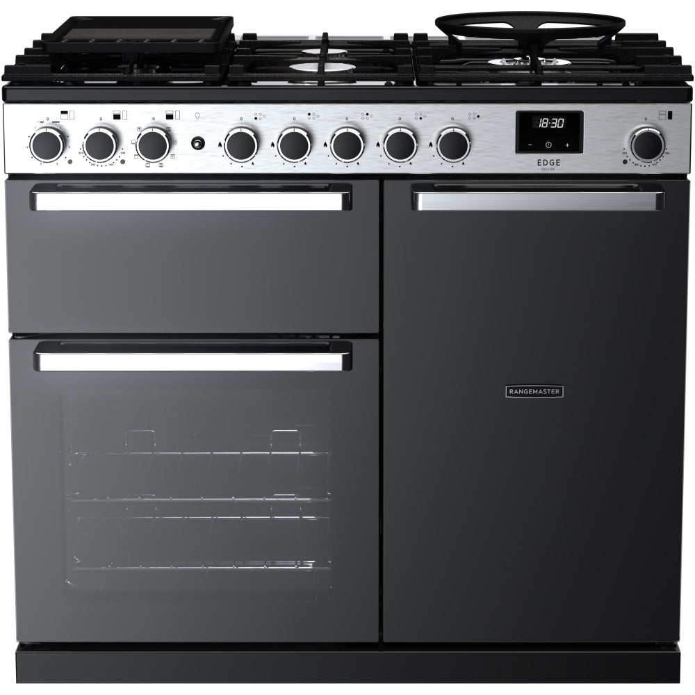 Rangemaster EDDL100DFGBLK/CM1 Edge Deluxe 100cm Dual Fuel Black Glass ...