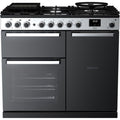 Rangemaster EDDL100DFGBLK/CM1 Edge Deluxe 100cm Dual Fuel Black Glass/Chrome