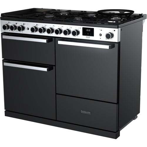 Rangemaster EDDLO110DFGBLK/CM1 Edge Deluxe 110cm Dual Fuel Black Glass/Chrome