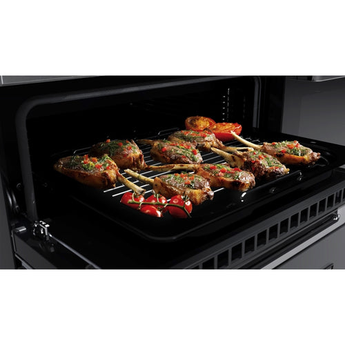 Rangemaster EDDLB110DFGBLK/CM1 Edge Deluxe 110cm BC Dual Fuel Black Glass/Chrome