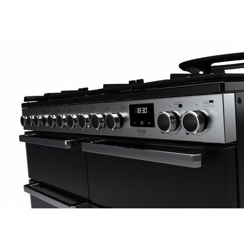 Rangemaster EDDLB110DFGBLK/CM1 Edge Deluxe 110cm BC Dual Fuel Black Glass/Chrome