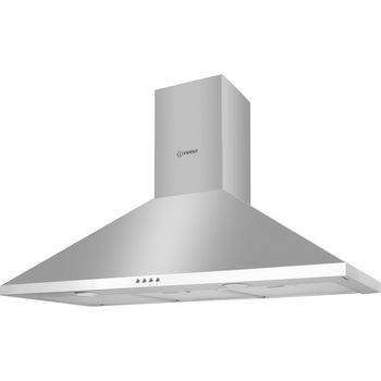 Indesit IHPC 9.5 LM X - Stainless Steel 90cm Wall Mounted Cooker Hood - 3 Speeds - LED Lighting