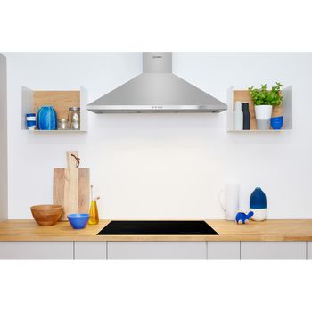 Indesit IHPC 9.5 LM X - Stainless Steel 90cm Wall Mounted Cooker Hood - 3 Speeds - LED Lighting